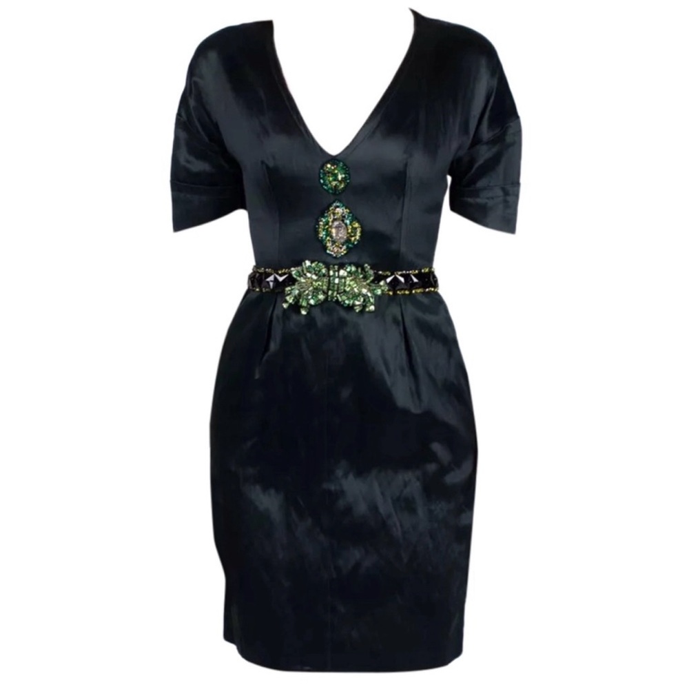 Prada Black Mini Dress with Green Accents